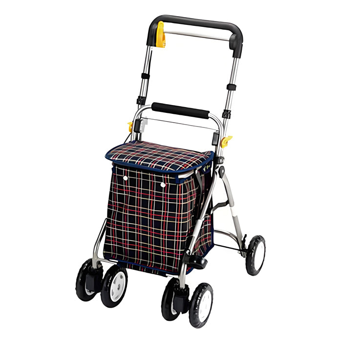 マキテック シルバーカー らくらくスリムW 紺チェック YX-300DB シルバーカー ミドルタイプ 紺チェック マキテック らくらくスリムW YX